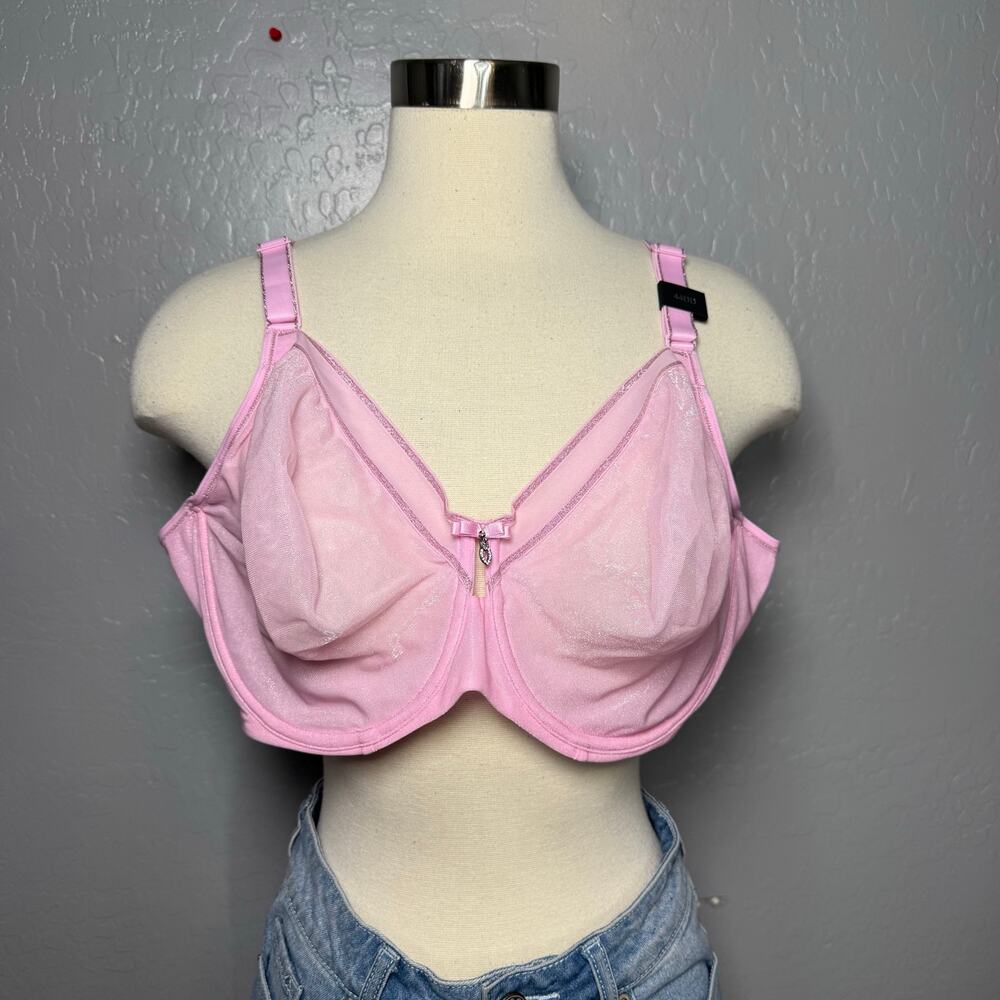 Curvy Couture Shimmer Unlined Underwire Bra, Pink Fizz Shimmer, 44DD